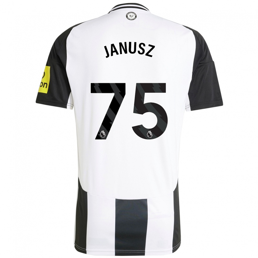 Kandiny Hombre Camiseta Adrian Janusz #75 Blanco Negro 1ª Equipación 2024/25 La Camisa Chile