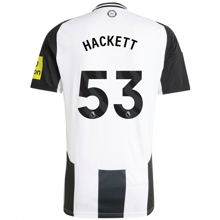 Kandiny Hombre Camiseta Jordan Hackett #53 Blanco Negro 1ª Equipación 2024/25 La Camisa Chile