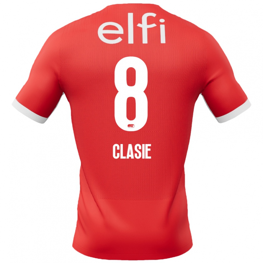 Kandiny Hombre Camiseta Jordy Clasie #8 Rojo Blanco 1ª Equipación 2024/25 La Camisa Chile