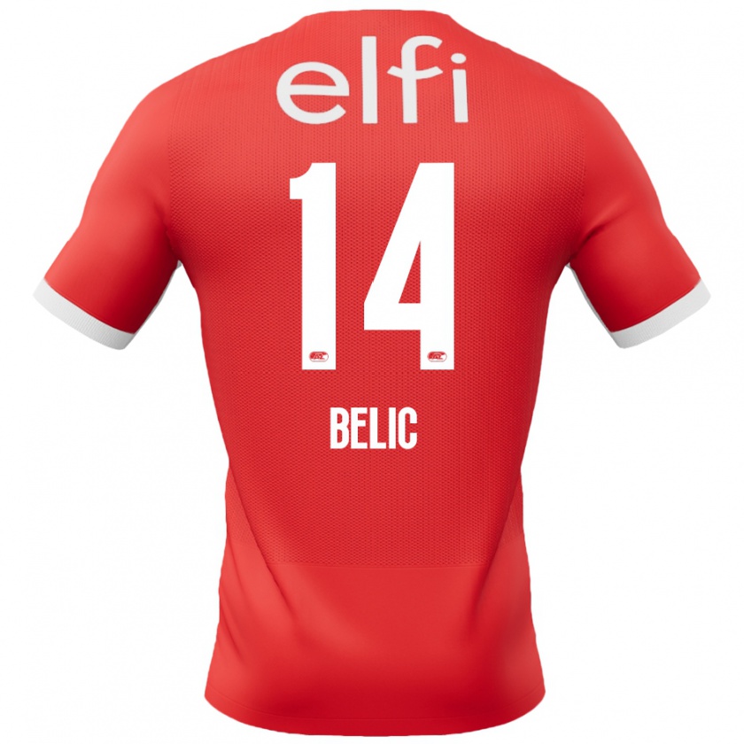 Kandiny Hombre Camiseta Kristijan Belic #14 Rojo Blanco 1ª Equipación 2024/25 La Camisa Chile