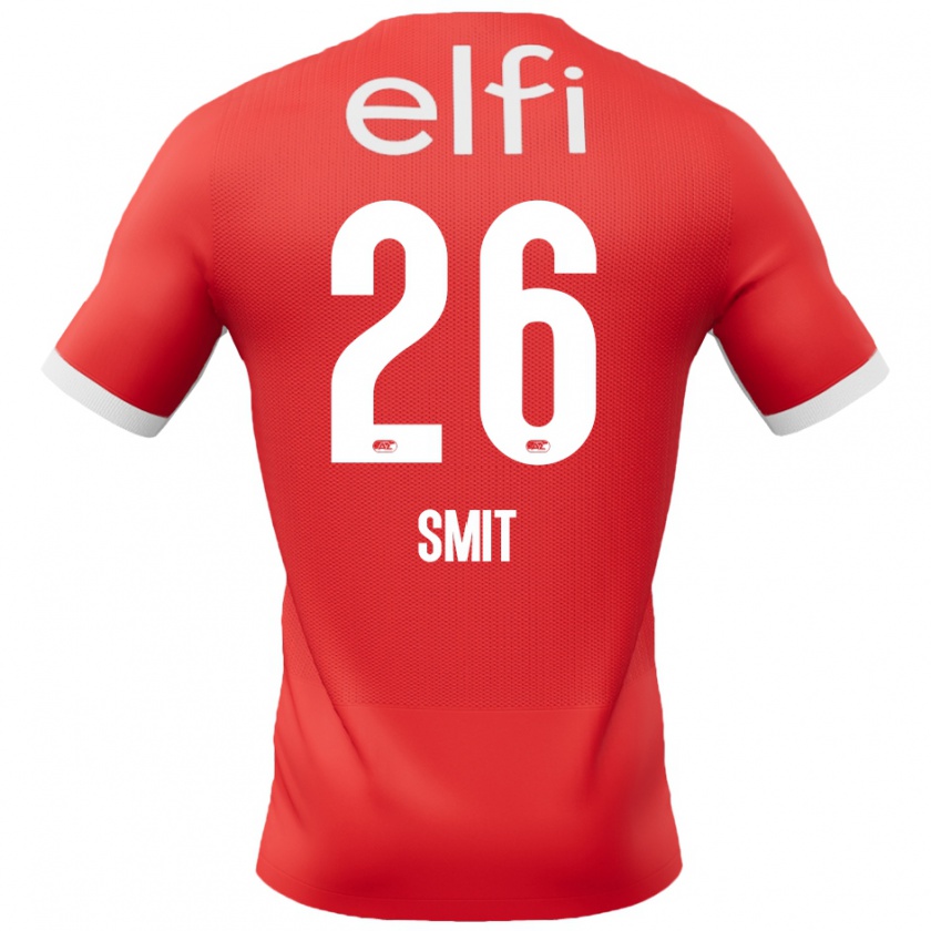 Kandiny Hombre Camiseta Kees Smit #26 Rojo Blanco 1ª Equipación 2024/25 La Camisa Chile