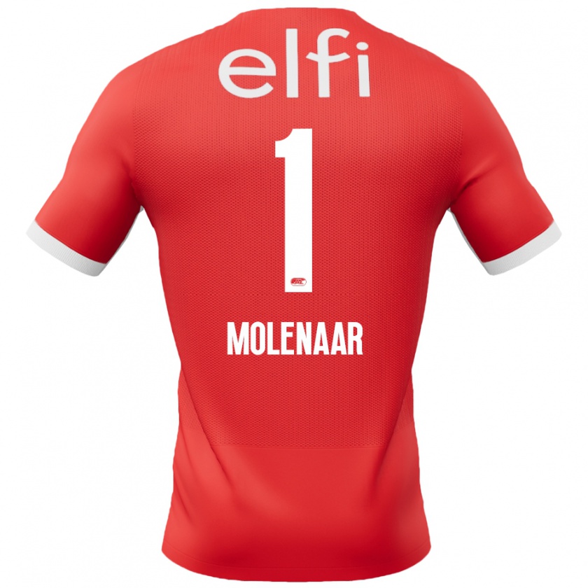 Kandiny Hombre Camiseta Finn Molenaar #1 Rojo Blanco 1ª Equipación 2024/25 La Camisa Chile