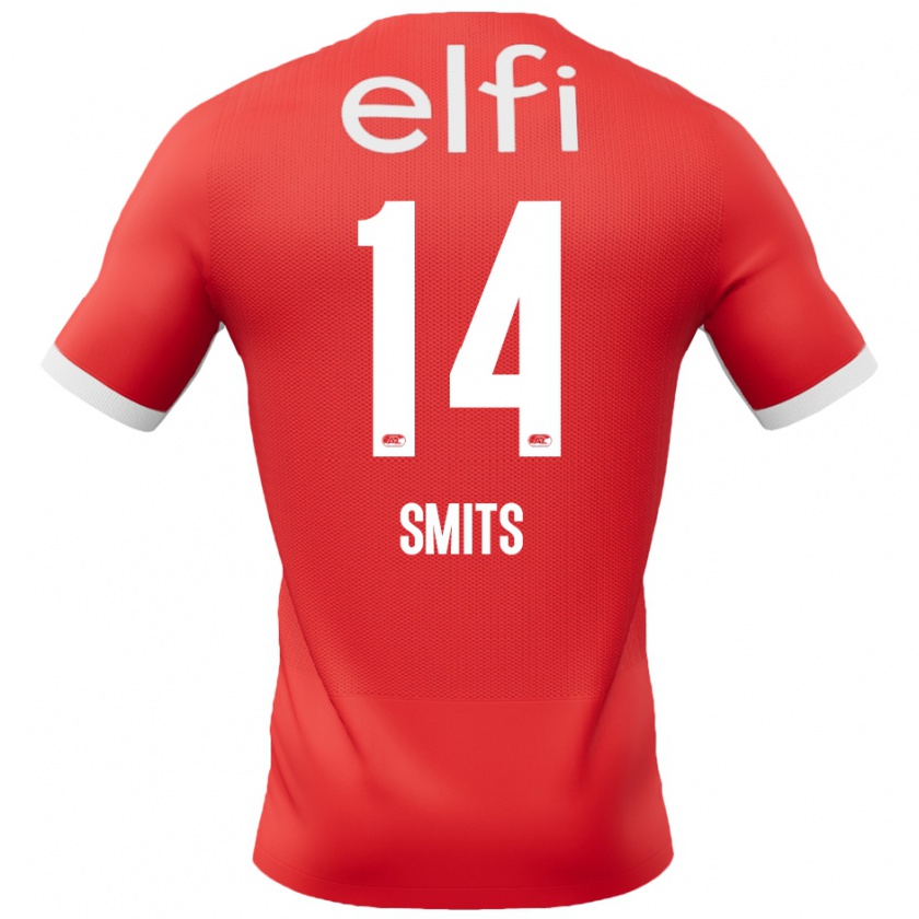 Kandiny Hombre Camiseta Anthony Smits #14 Rojo Blanco 1ª Equipación 2024/25 La Camisa Chile