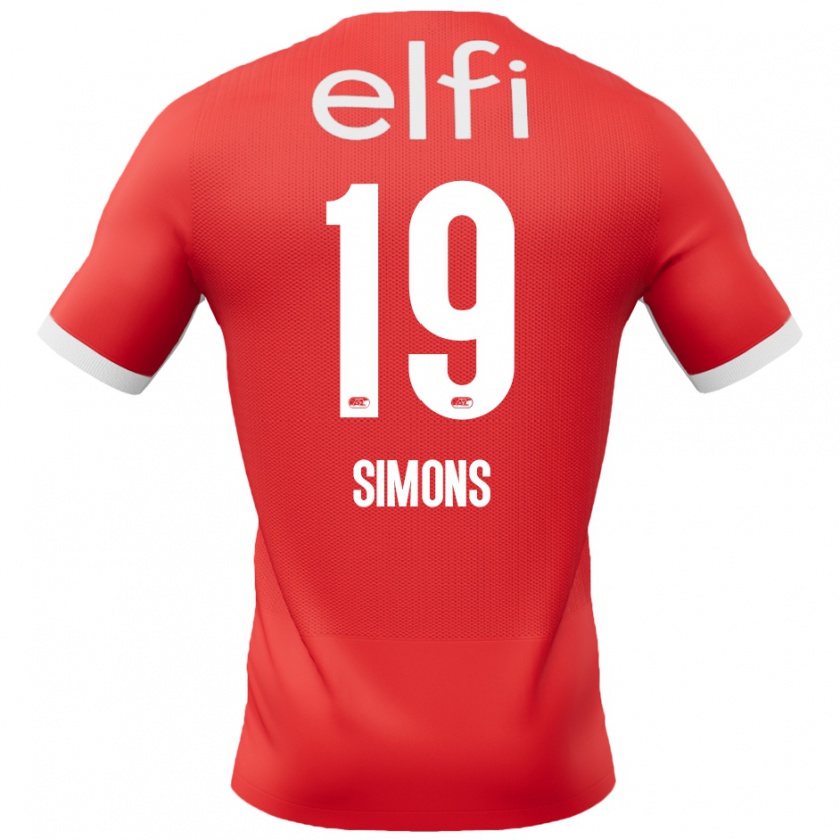 Kandiny Hombre Camiseta Saviola Simons #19 Rojo Blanco 1ª Equipación 2024/25 La Camisa Chile