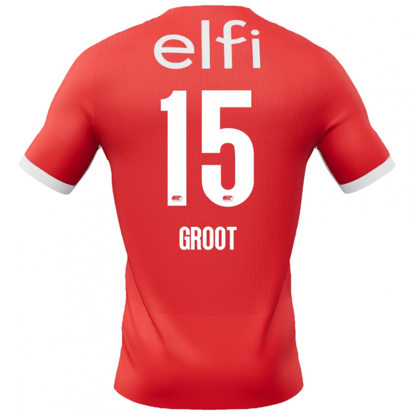 Kandiny Hombre Camiseta Pleun Groot #15 Rojo Blanco 1ª Equipación 2024/25 La Camisa Chile