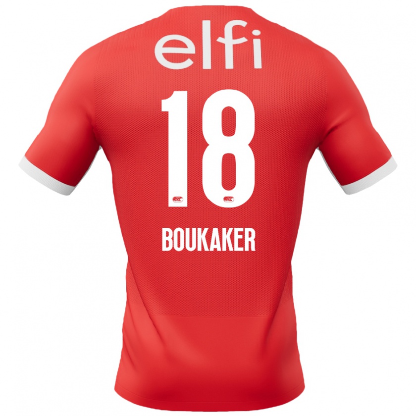 Kandiny Hombre Camiseta Romaissa Boukaker #18 Rojo Blanco 1ª Equipación 2024/25 La Camisa Chile