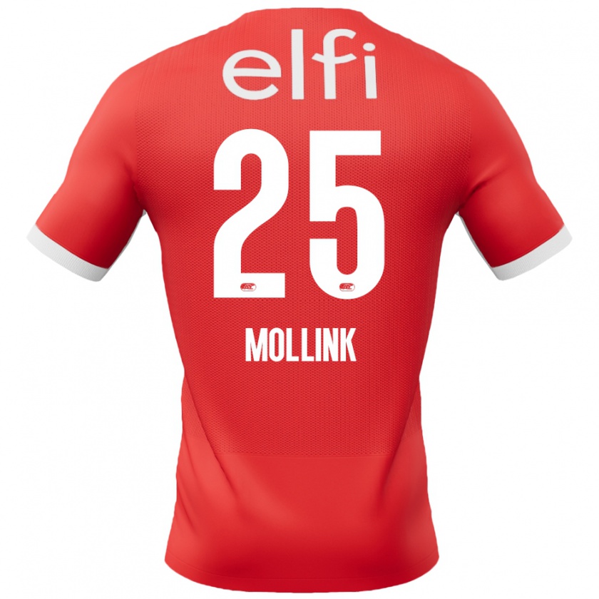 Kandiny Hombre Camiseta Yaël Mollink #25 Rojo Blanco 1ª Equipación 2024/25 La Camisa Chile