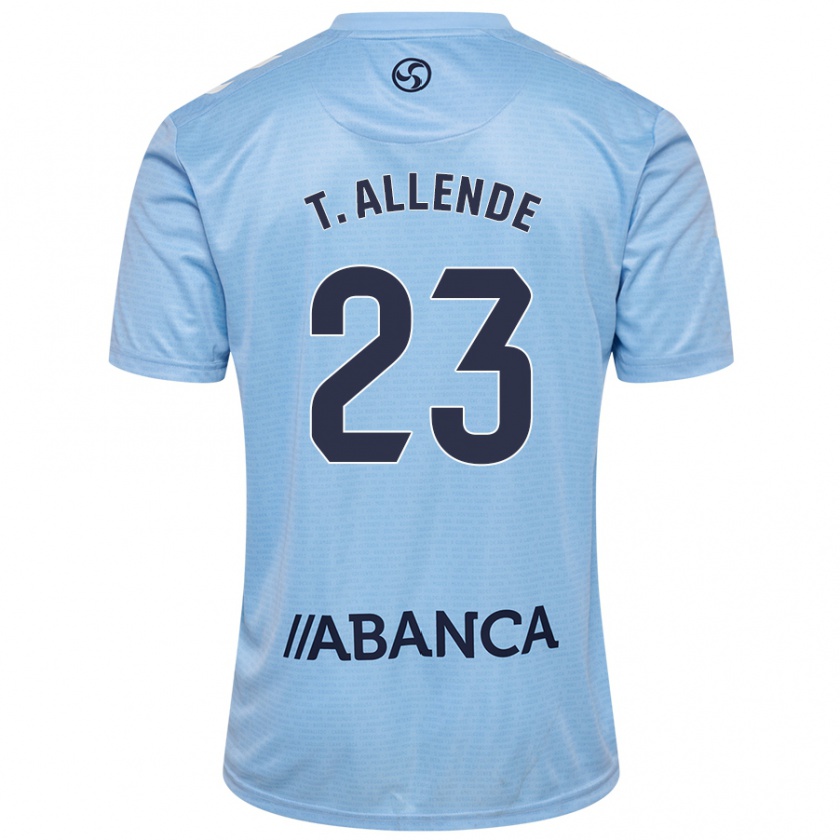 Kandiny Hombre Camiseta Tadeo Allende #23 Azul Cielo 1ª Equipación 2024/25 La Camisa Chile