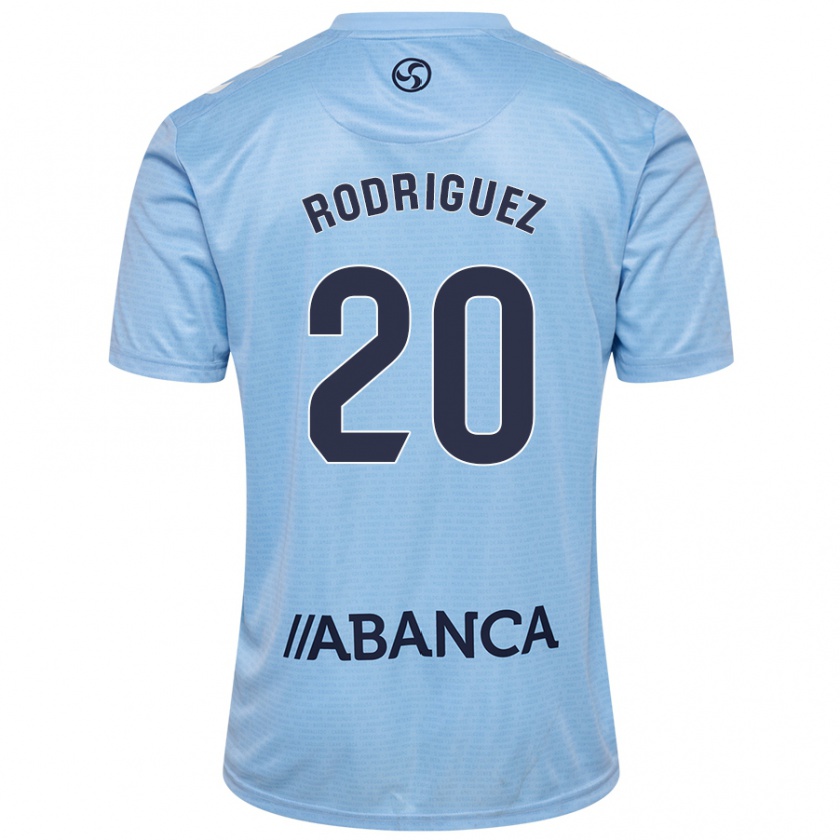 Kandiny Hombre Camiseta Javi Rodríguez #20 Azul Cielo 1ª Equipación 2024/25 La Camisa Chile