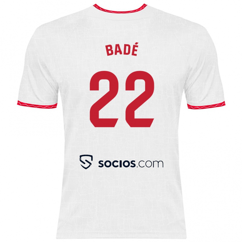 Kandiny Hombre Camiseta Loïc Badé #22 Blanco Rojo 1ª Equipación 2024/25 La Camisa Chile