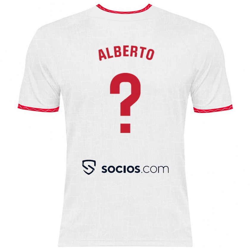 Kandiny Hombre Camiseta Alberto González #0 Blanco Rojo 1ª Equipación 2024/25 La Camisa Chile