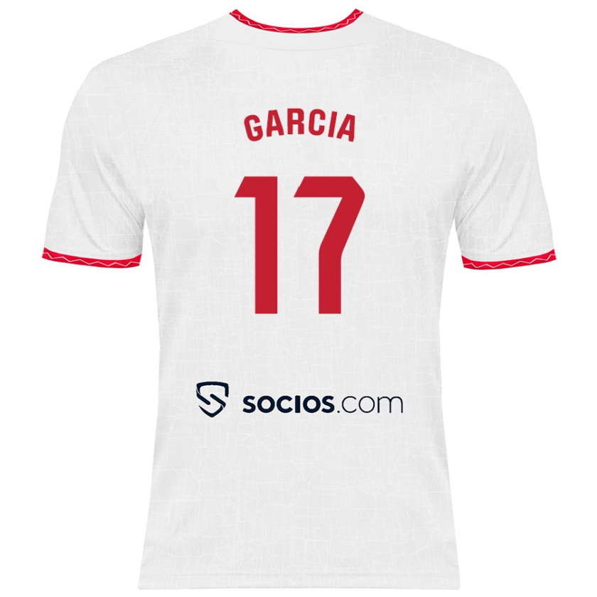 Kandiny Hombre Camiseta Débora García #17 Blanco Rojo 1ª Equipación 2024/25 La Camisa Chile