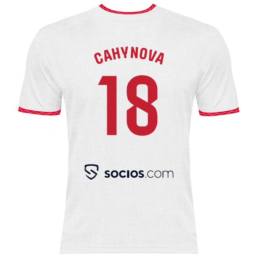 Kandiny Hombre Camiseta Klara Cahynova #18 Blanco Rojo 1ª Equipación 2024/25 La Camisa Chile