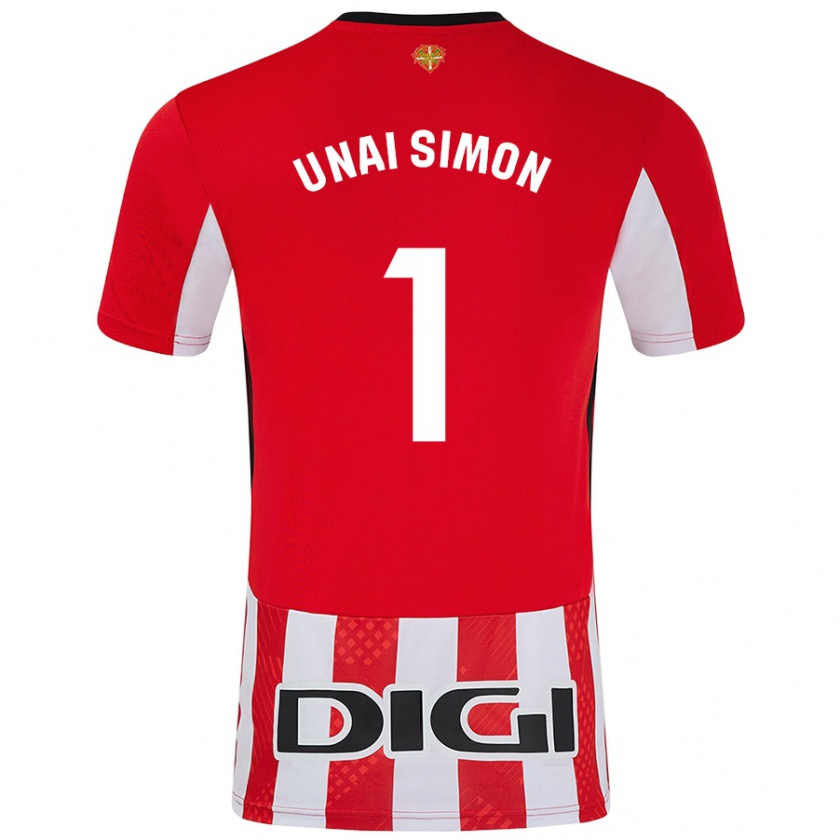 Kandiny Hombre Camiseta Unai Simón #1 Rojo Blanco 1ª Equipación 2024/25 La Camisa Chile