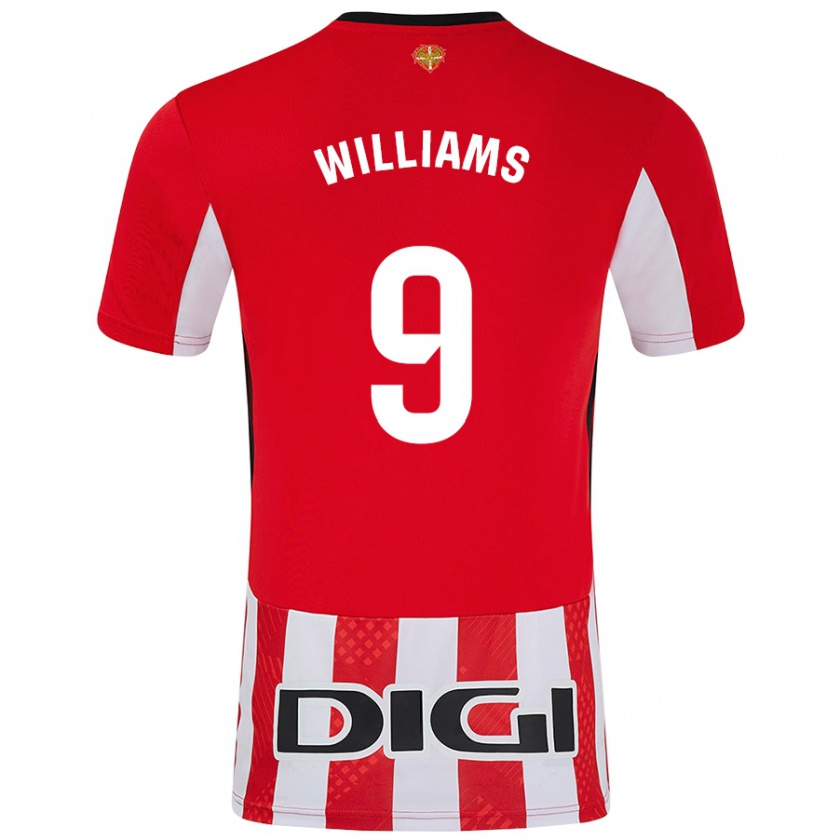 Kandiny Hombre Camiseta Iñaki Williams #9 Rojo Blanco 1ª Equipación 2024/25 La Camisa Chile