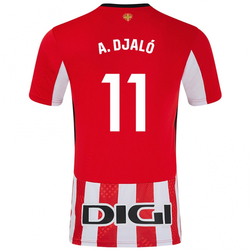 Kandiny Hombre Camiseta Álvaro Djaló #11 Rojo Blanco 1ª Equipación 2024/25 La Camisa Chile