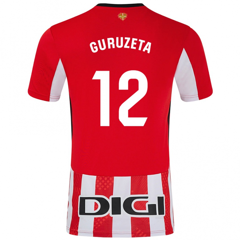 Kandiny Hombre Camiseta Gorka Guruzeta #12 Rojo Blanco 1ª Equipación 2024/25 La Camisa Chile