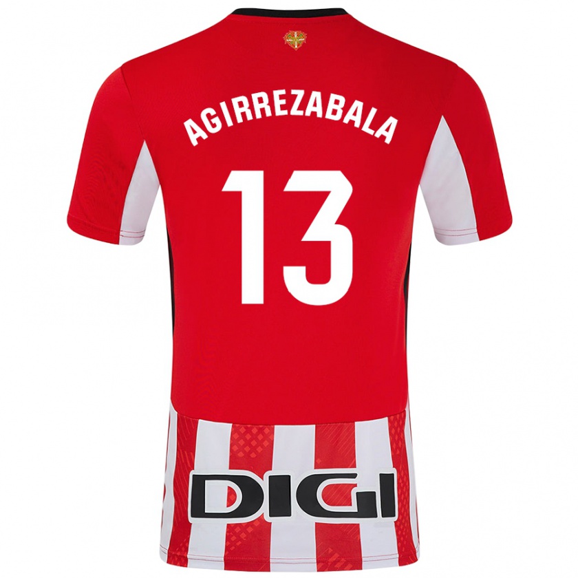 Kandiny Hombre Camiseta Julen Agirrezabala #13 Rojo Blanco 1ª Equipación 2024/25 La Camisa Chile