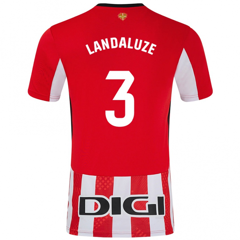 Kandiny Hombre Camiseta Naia Landaluze #3 Rojo Blanco 1ª Equipación 2024/25 La Camisa Chile