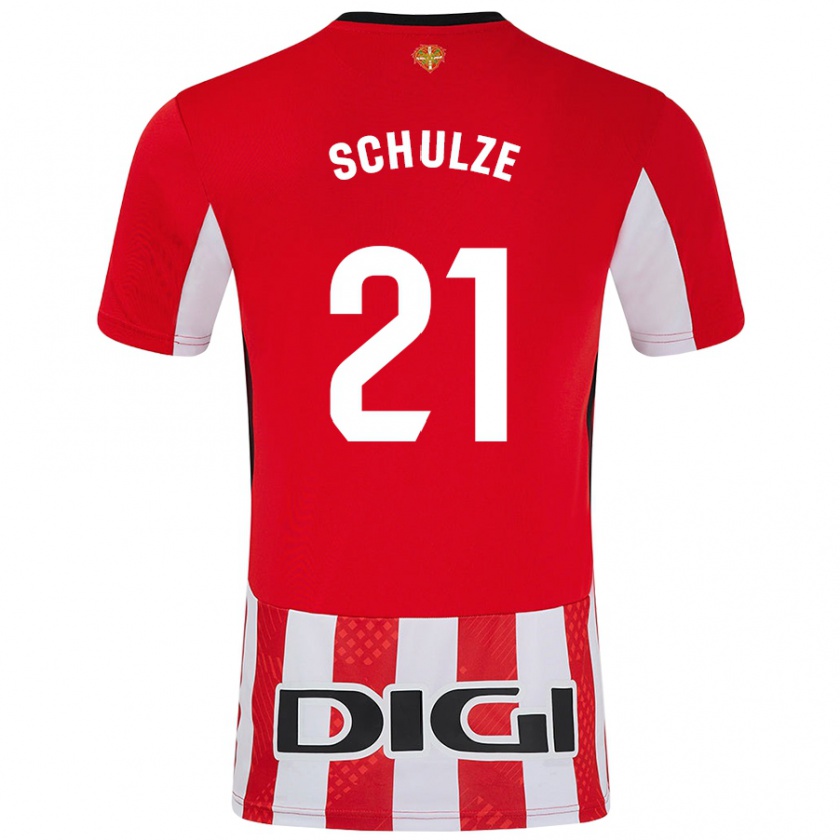 Kandiny Hombre Camiseta Bibiane Schulze #21 Rojo Blanco 1ª Equipación 2024/25 La Camisa Chile