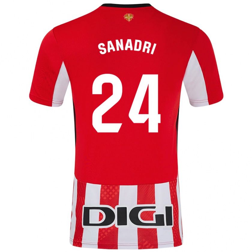 Kandiny Hombre Camiseta Sanadri #24 Rojo Blanco 1ª Equipación 2024/25 La Camisa Chile