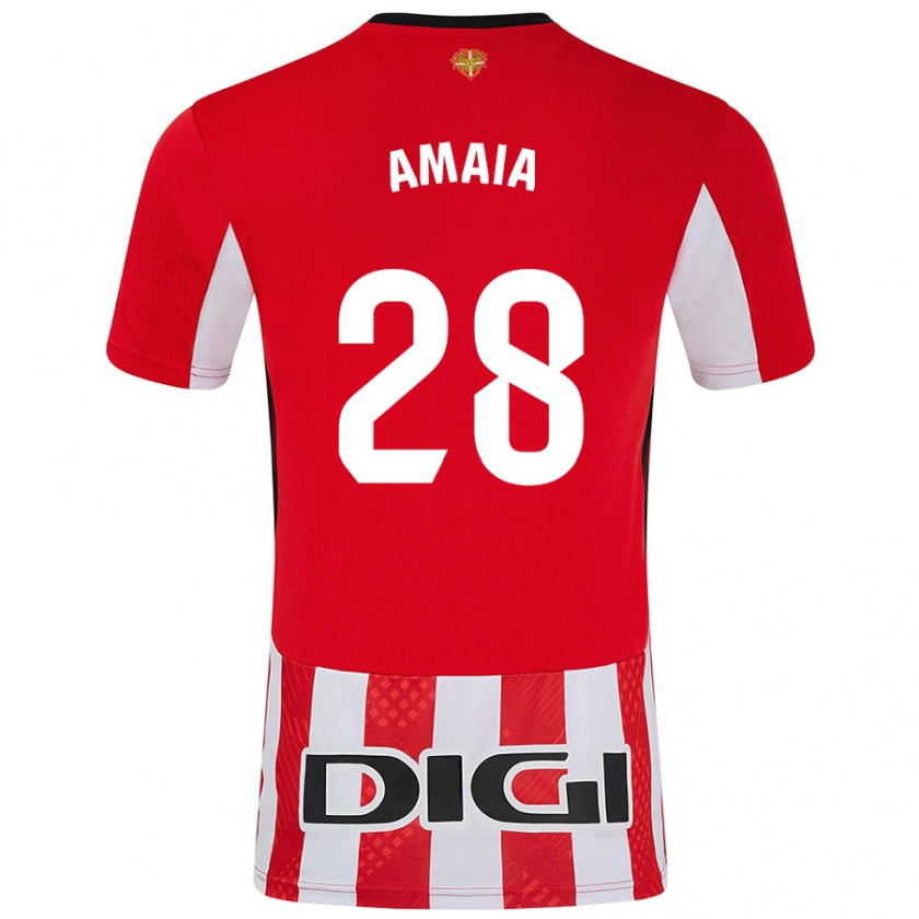 Kandiny Hombre Camiseta Amaia Martinez De La Peña #28 Rojo Blanco 1ª Equipación 2024/25 La Camisa Chile