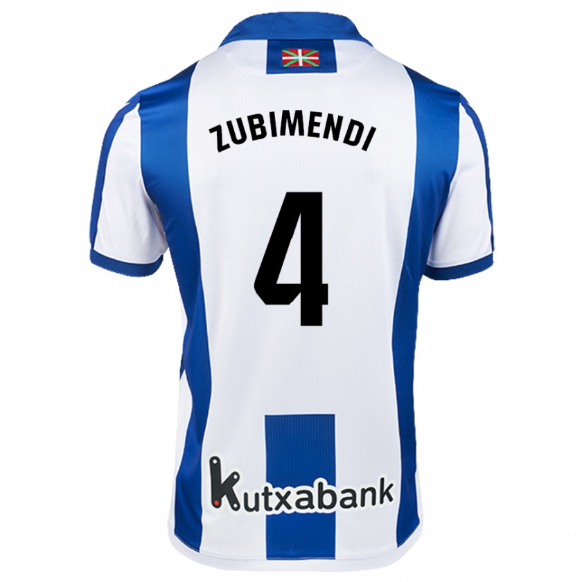 Kandiny Hombre Camiseta Martín Zubimendi #4 Blanco Azul 1ª Equipación 2024/25 La Camisa Chile