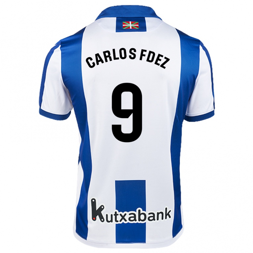 Kandiny Hombre Camiseta Carlos Fernández #9 Blanco Azul 1ª Equipación 2024/25 La Camisa Chile