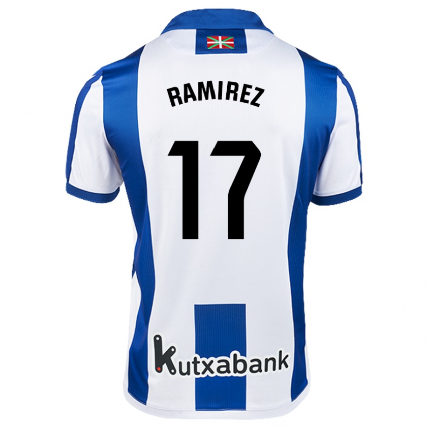 Kandiny Hombre Camiseta Darío Ramírez #17 Blanco Azul 1ª Equipación 2024/25 La Camisa Chile