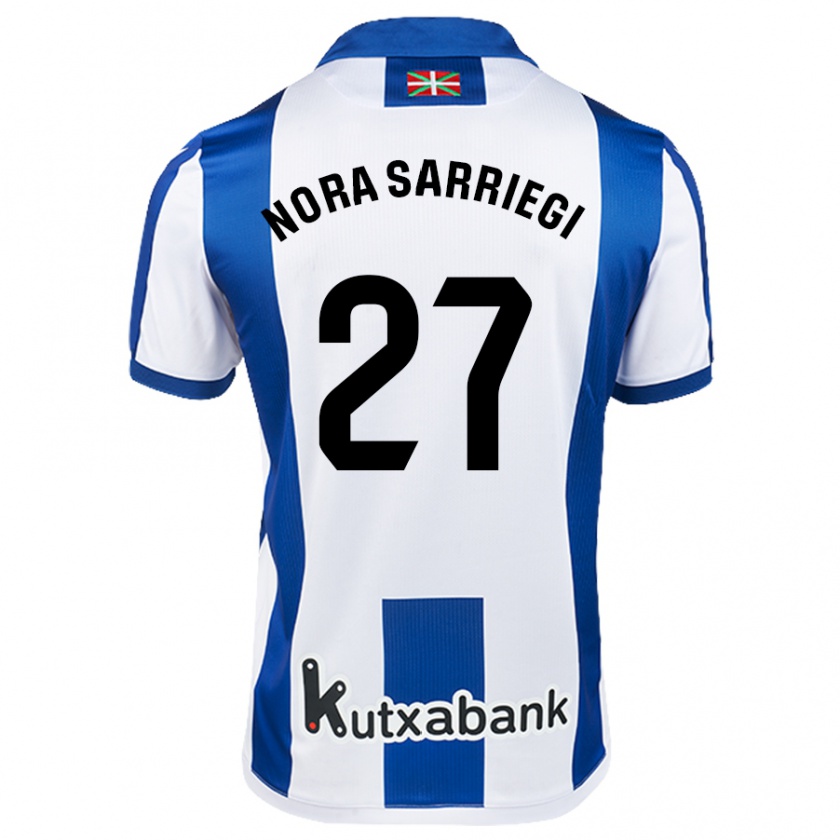 Kandiny Hombre Camiseta Nora Sarriegi Galdos #27 Blanco Azul 1ª Equipación 2024/25 La Camisa Chile