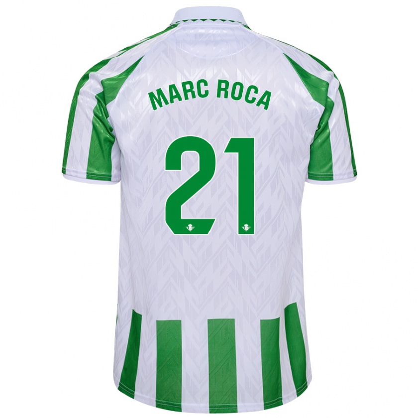 Kandiny Hombre Camiseta Marc Roca #21 Verde Rayas Blancas 1ª Equipación 2024/25 La Camisa Chile