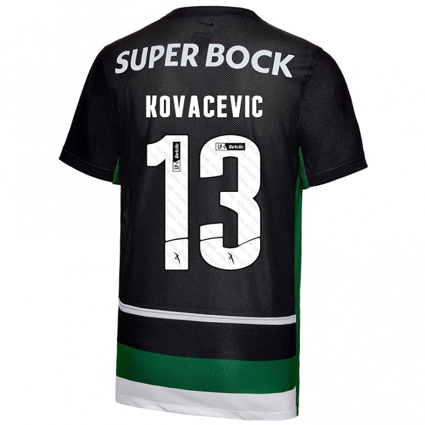 Kandiny Hombre Camiseta Vladan Kovacevic #13 Negro Blanco Verde 1ª Equipación 2024/25 La Camisa Chile