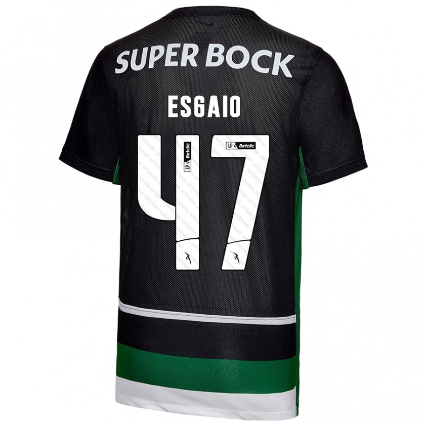 Kandiny Hombre Camiseta Ricardo Esgaio #47 Negro Blanco Verde 1ª Equipación 2024/25 La Camisa Chile