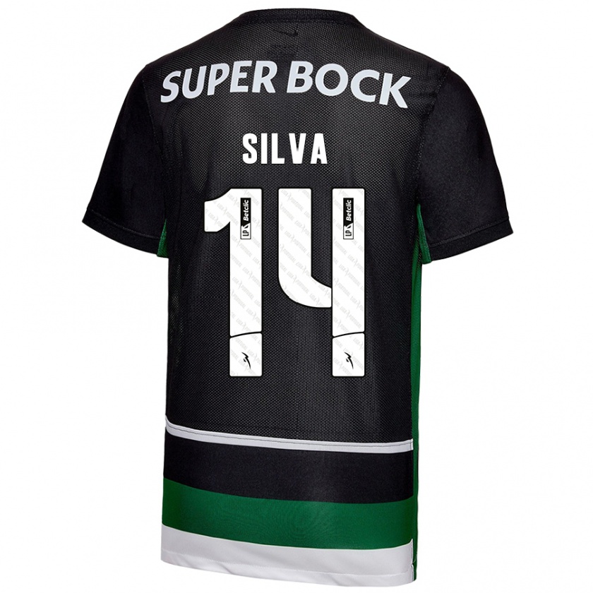 Kandiny Hombre Camiseta Guilherme Silva #14 Negro Blanco Verde 1ª Equipación 2024/25 La Camisa Chile