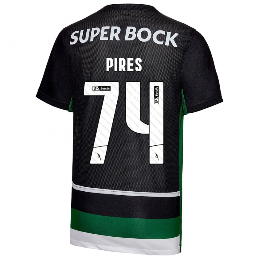 Kandiny Hombre Camiseta Guilherme Pires #74 Negro Blanco Verde 1ª Equipación 2024/25 La Camisa Chile