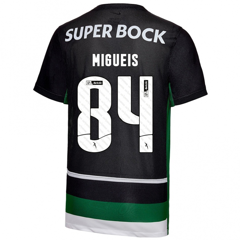 Kandiny Hombre Camiseta Pedro Miguéis #84 Negro Blanco Verde 1ª Equipación 2024/25 La Camisa Chile