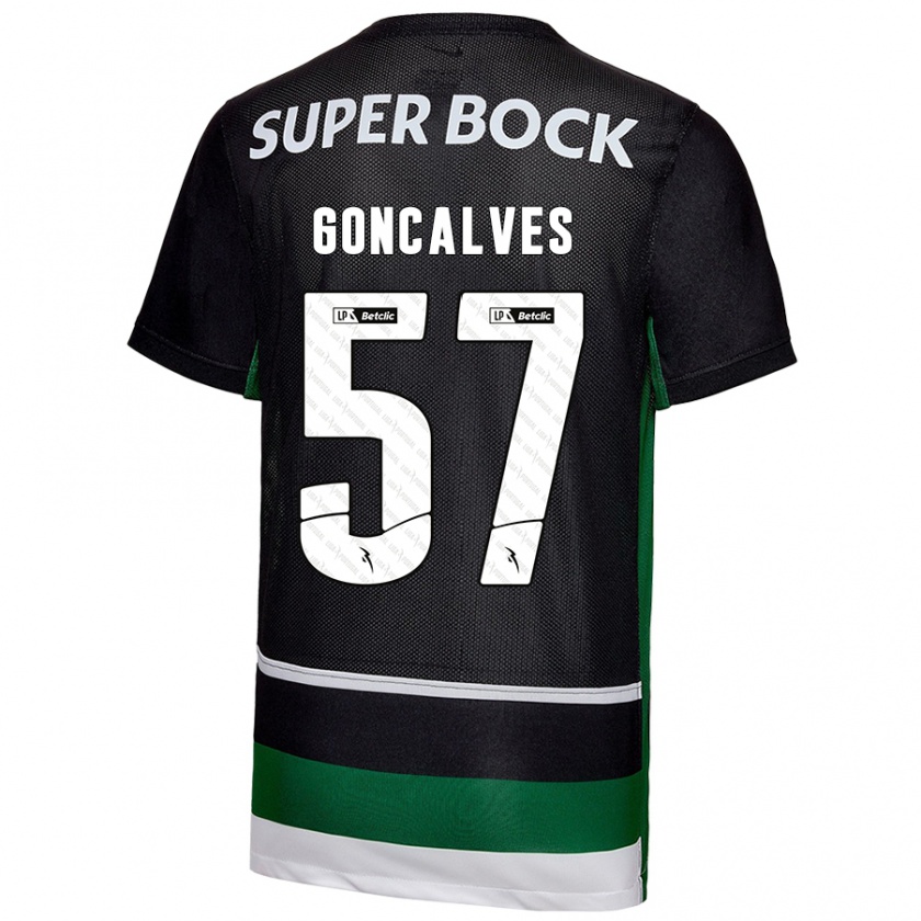 Kandiny Hombre Camiseta Inês Gonçalves #57 Negro Blanco Verde 1ª Equipación 2024/25 La Camisa Chile