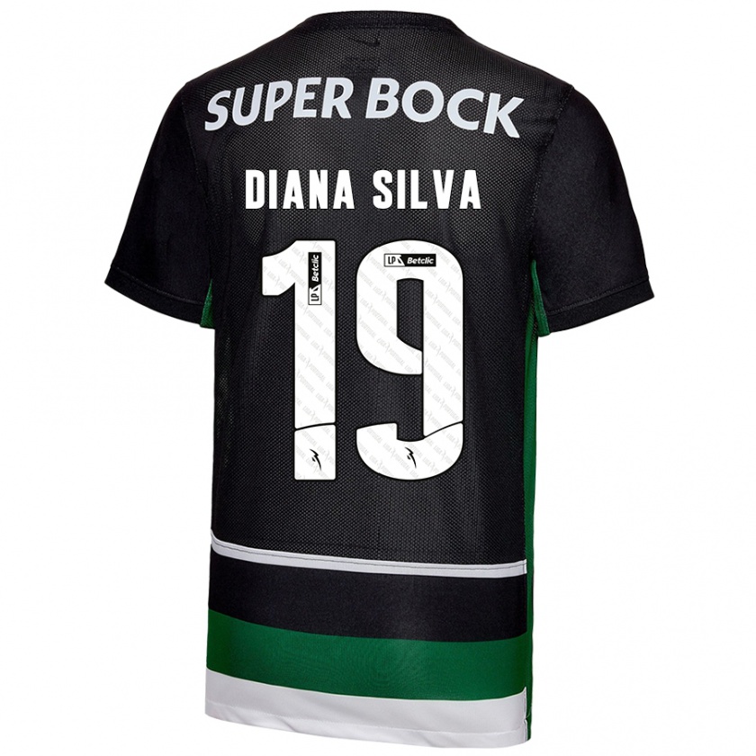 Kandiny Hombre Camiseta Diana Micaela Abreu De Sousa E Silva #19 Negro Blanco Verde 1ª Equipación 2024/25 La Camisa Chile