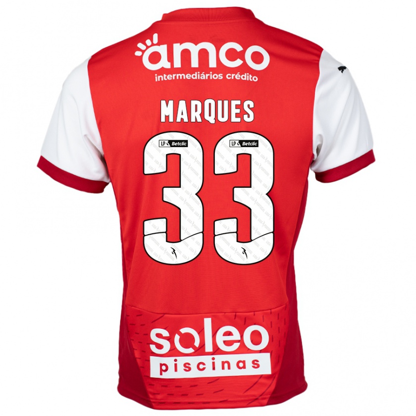 Kandiny Hombre Camiseta João Marques #33 Rojo Blanco 1ª Equipación 2024/25 La Camisa Chile