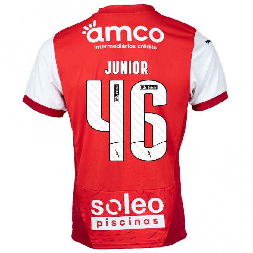 Kandiny Hombre Camiseta Mário Junior #46 Rojo Blanco 1ª Equipación 2024/25 La Camisa Chile