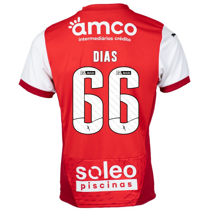 Kandiny Hombre Camiseta Gonçalo Dias #66 Rojo Blanco 1ª Equipación 2024/25 La Camisa Chile