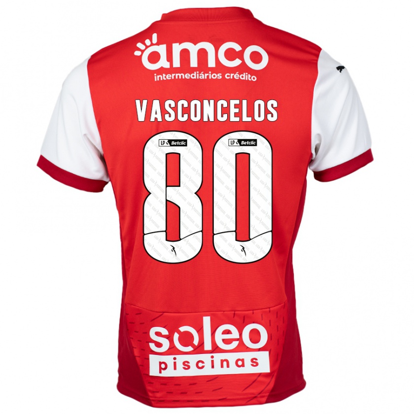 Kandiny Hombre Camiseta Vasconcelos #80 Rojo Blanco 1ª Equipación 2024/25 La Camisa Chile