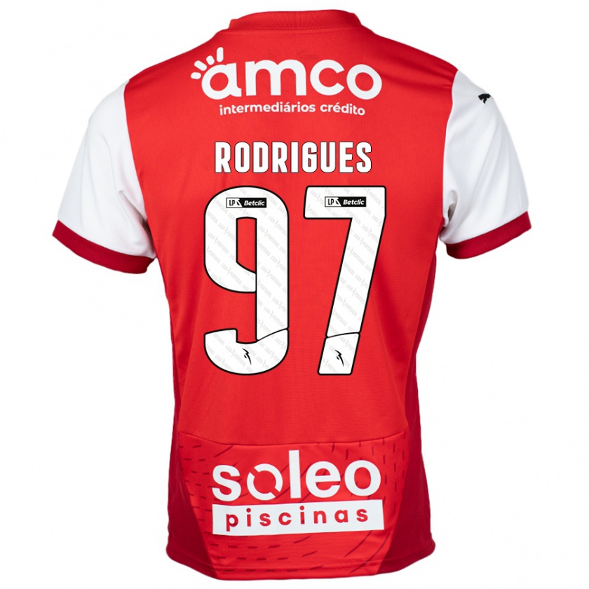 Kandiny Hombre Camiseta Dinis Rodrigues #97 Rojo Blanco 1ª Equipación 2024/25 La Camisa Chile