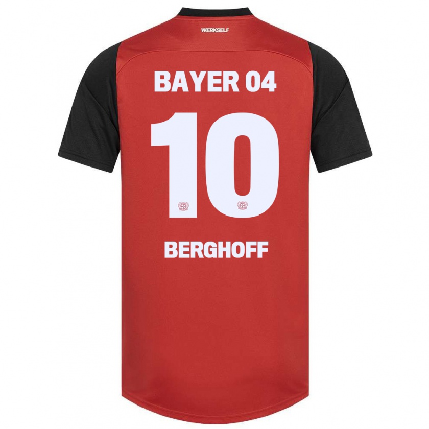 Kandiny Hombre Camiseta Jonah Berghoff #10 Rojo Negro 1ª Equipación 2024/25 La Camisa Chile