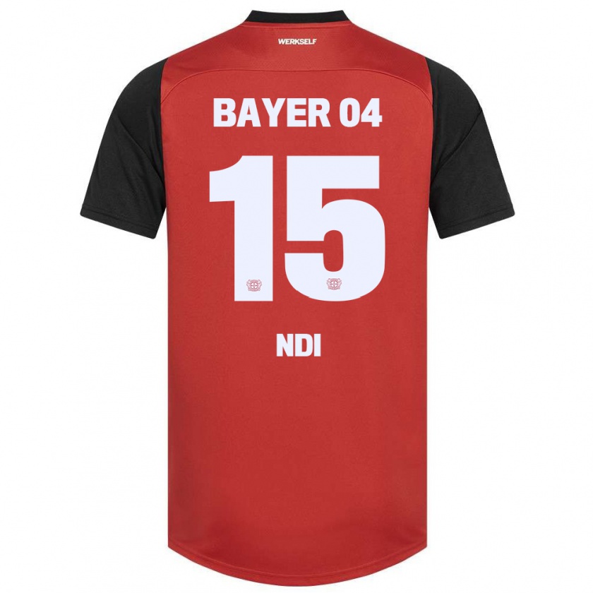 Kandiny Hombre Camiseta Bradley Ndi #15 Rojo Negro 1ª Equipación 2024/25 La Camisa Chile