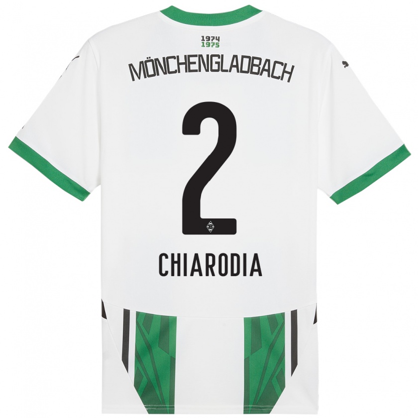 Kandiny Hombre Camiseta Fabio Chiarodia #2 Blanco Verde 1ª Equipación 2024/25 La Camisa Chile