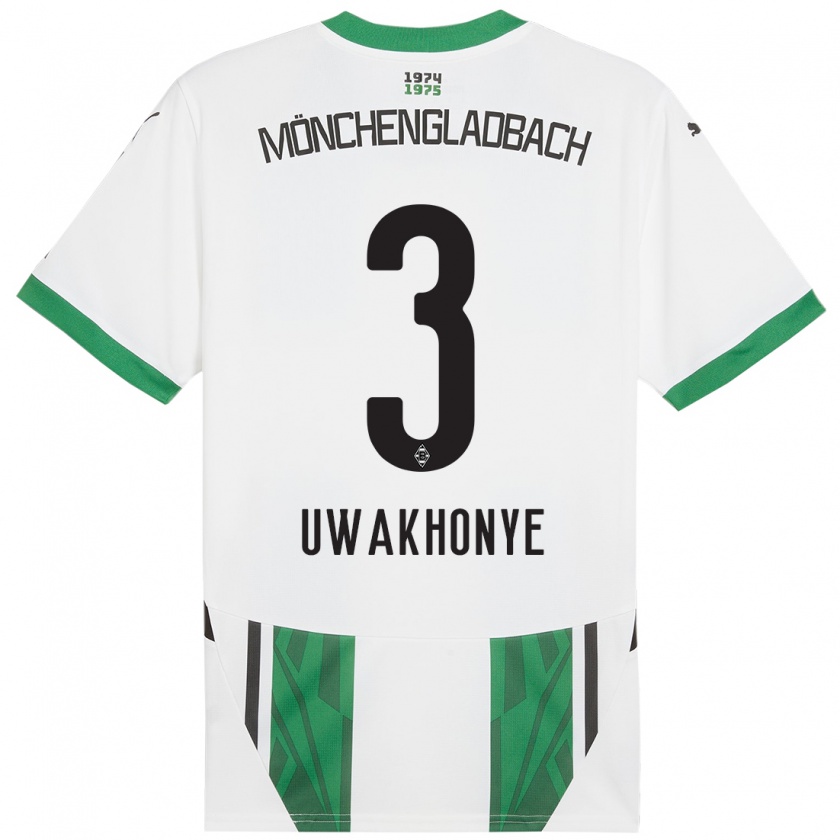 Kandiny Hombre Camiseta Joshua Uwakhonye #3 Blanco Verde 1ª Equipación 2024/25 La Camisa Chile