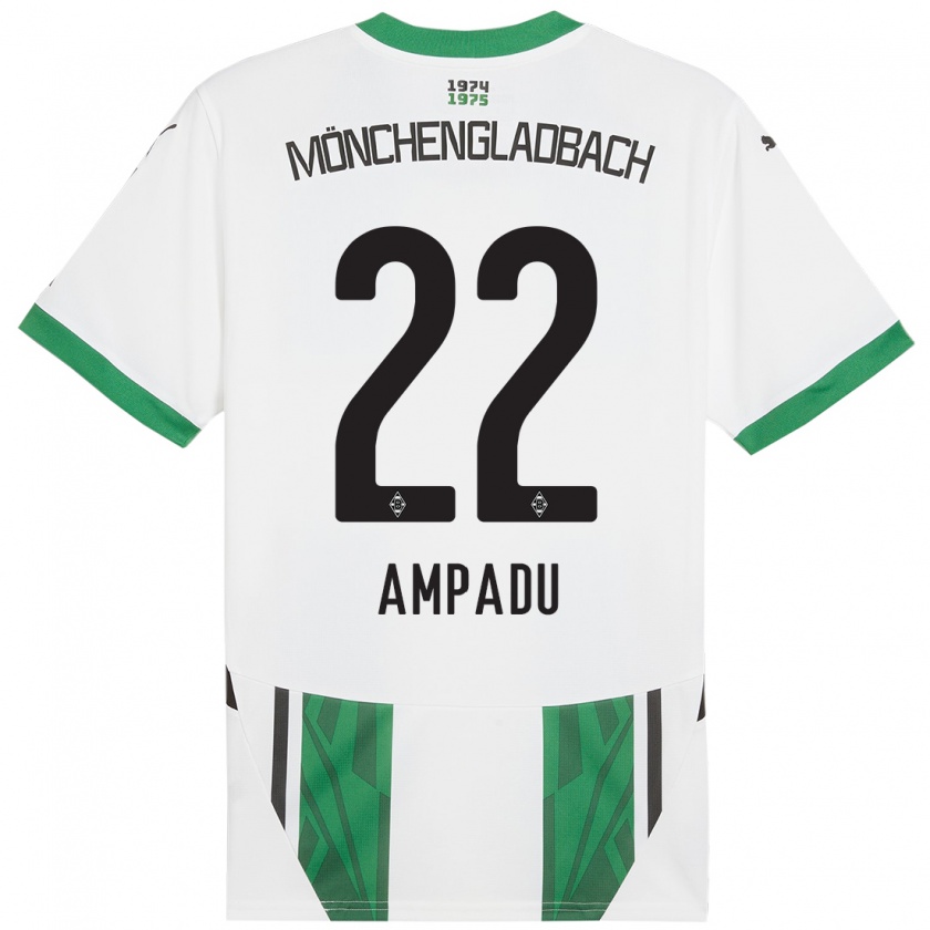 Kandiny Hombre Camiseta Leon Ampadu #22 Blanco Verde 1ª Equipación 2024/25 La Camisa Chile