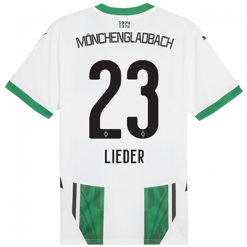 Kandiny Hombre Camiseta Michel Lieder #23 Blanco Verde 1ª Equipación 2024/25 La Camisa Chile