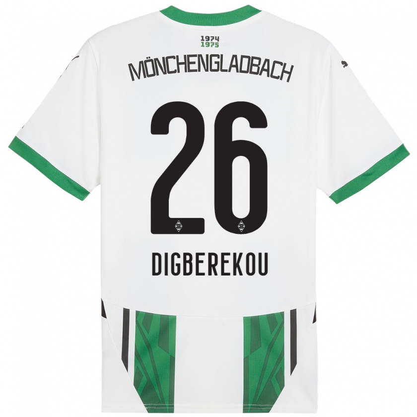 Kandiny Hombre Camiseta Ibrahim Digberekou #26 Blanco Verde 1ª Equipación 2024/25 La Camisa Chile